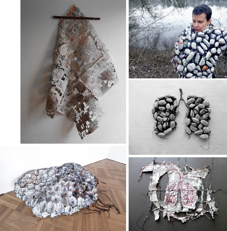 Nachrichten verändern – Arbeiten aus Zeitungspapier von Ines Seidel Nachrichten verändern – Arbeiten aus Zeitungspapier von Ines Seidel